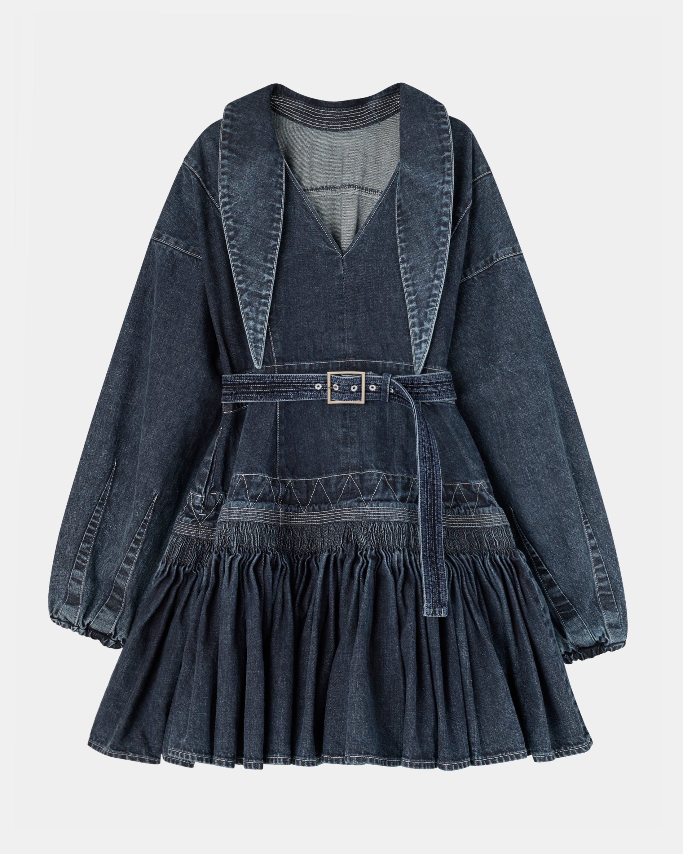 【PRE ORDER】NALITA - SMOCK EMBROIDERY DENIM DRESS