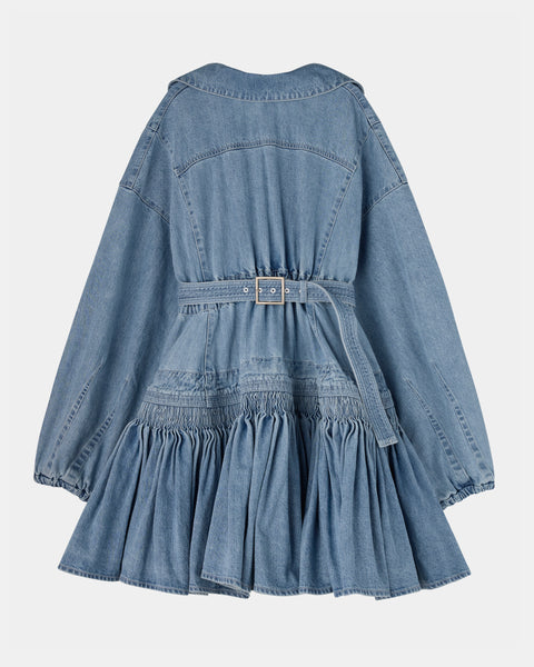 【PRE ORDER】NALITA - SMOCK EMBROIDERY DENIM DRESS