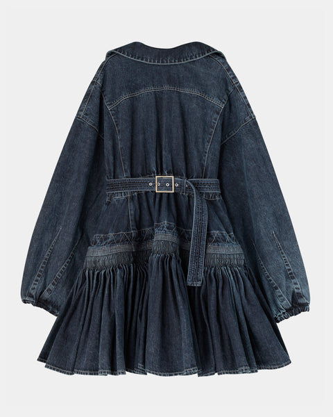 【PRE ORDER】NALITA - SMOCK EMBROIDERY DENIM DRESS