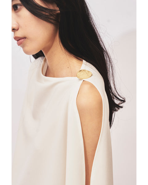 LEVI - BACK SATIN ASYMMETRY DRAPED BLOUSE