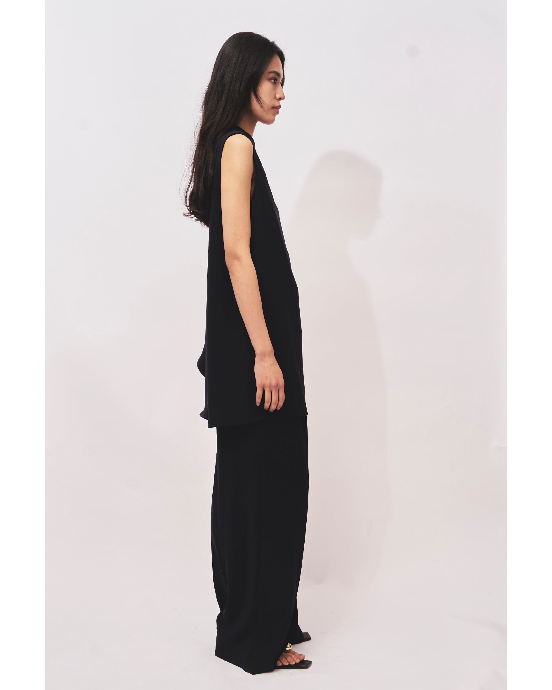 LEVI - BACK SATIN ASYMMETRY DRAPED BLOUSE