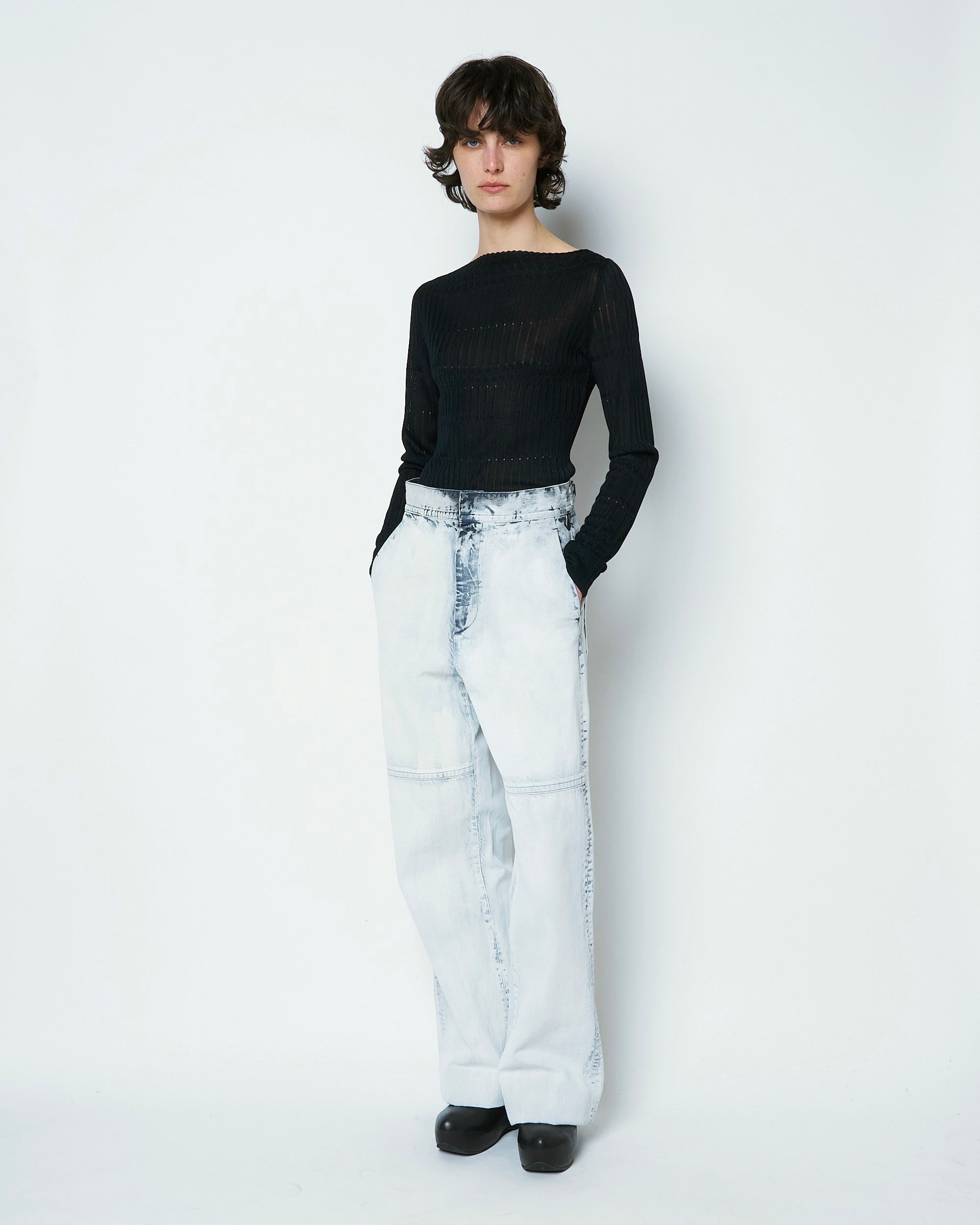【COMING SOON】ORNELLA - BLEACHED DENIM STRAIGHT PANTS