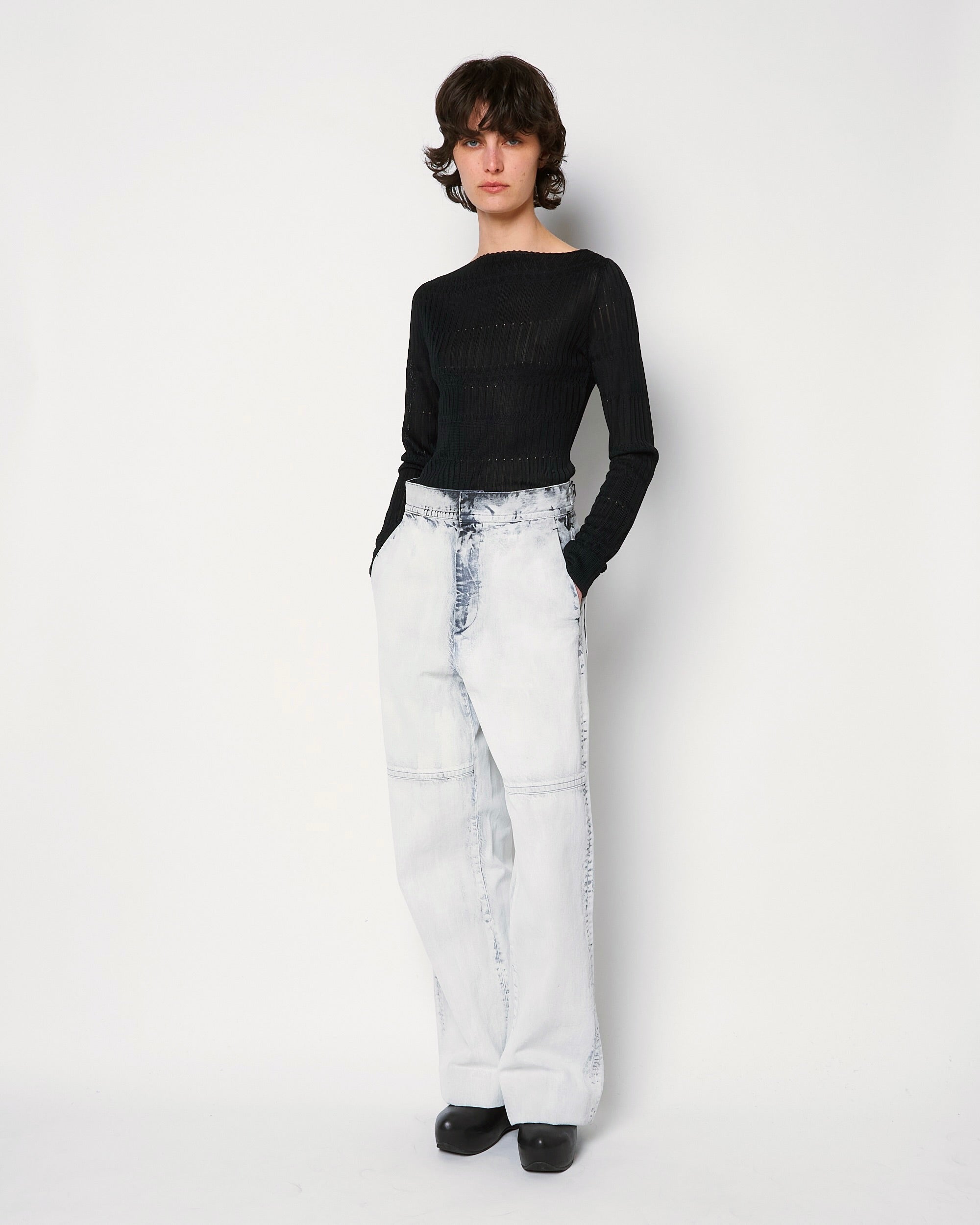 ORNELLA - BLEACHED DENIM STRAIGHT PANTS
