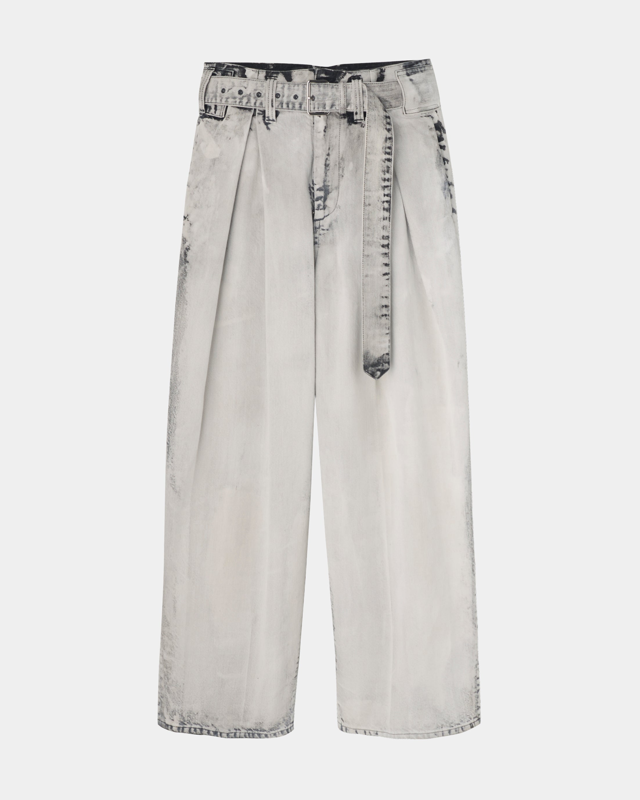 【COMING SOON】ODETTE - BLEACHED DENIM BELTED PANTS