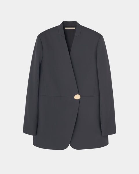 HARU - COLLARLESS WOOL TAILORED BLAZER