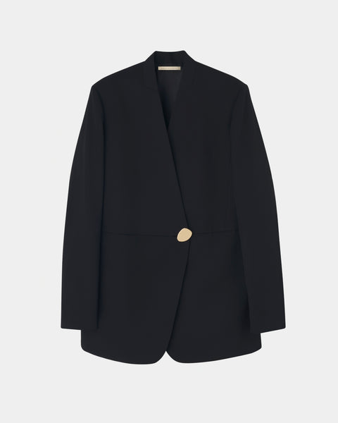 HARU - COLLARLESS SUMMER WOOL TAILORED BLAZER