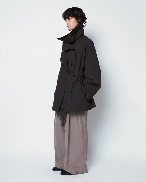 【PRE ORDER】OLETTE - DOUBLE LAYERED COTTON SHORT TRENCH COAT