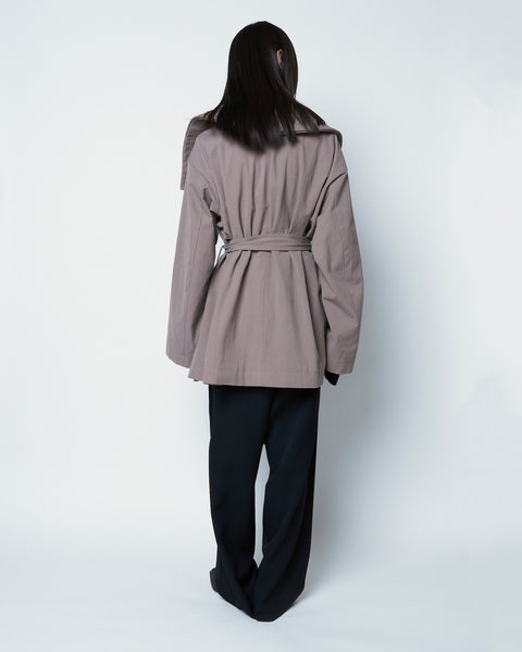 【PRE ORDER】OLETTE - DOUBLE LAYERED COTTON SHORT TRENCH COAT