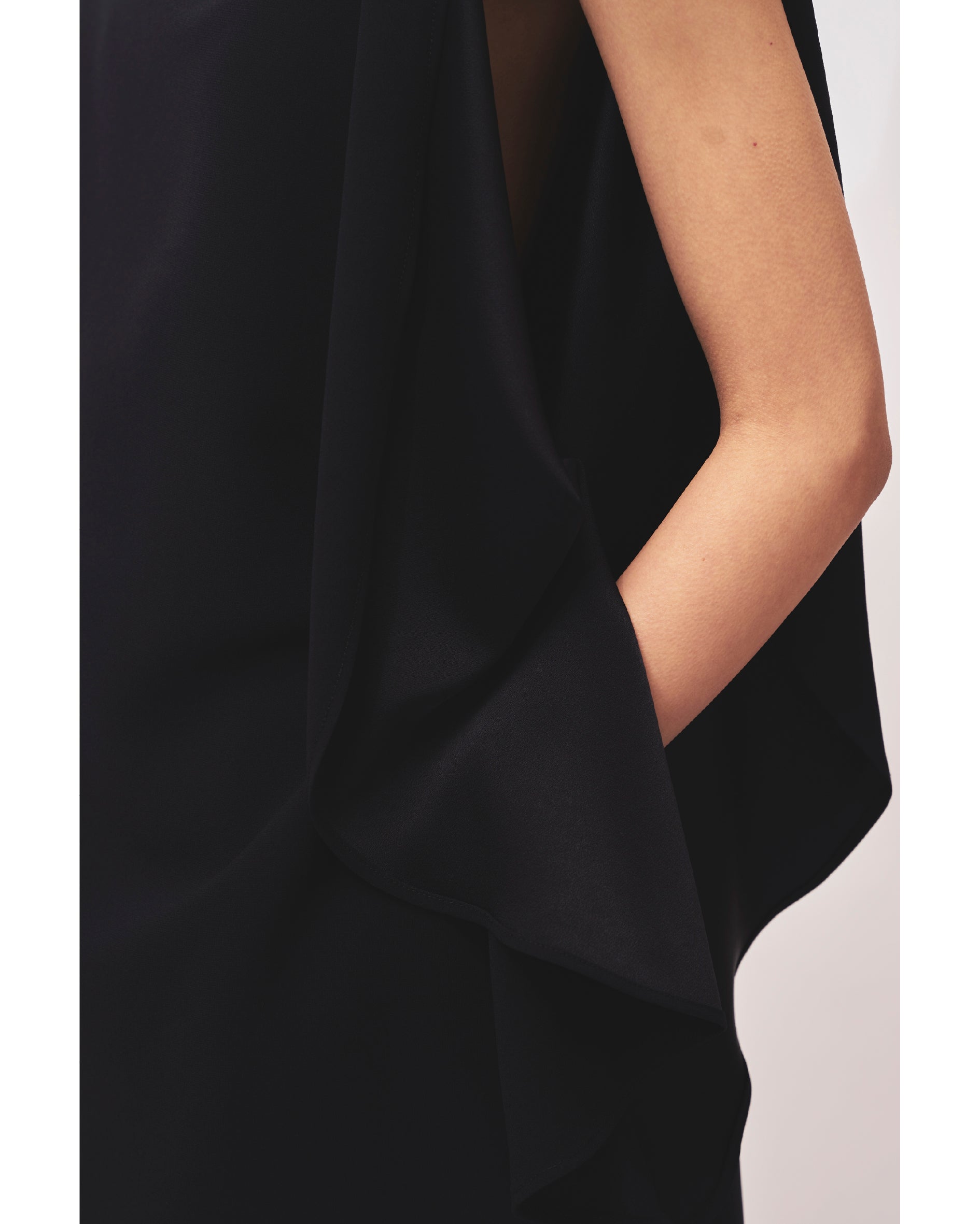 LEVI - BACK SATIN ASYMMETRY DRAPED BLOUSE