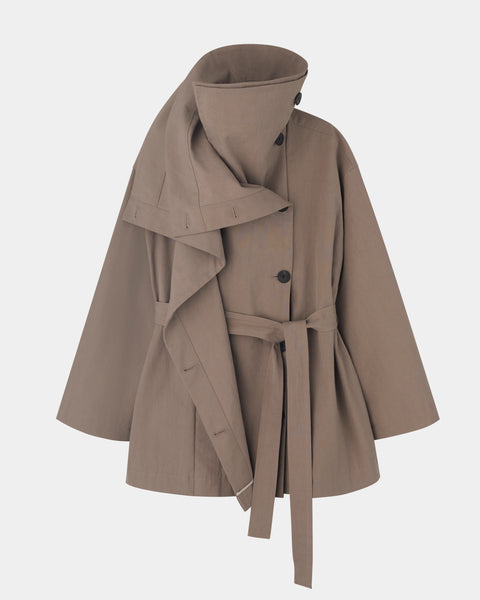 【PRE ORDER】OLETTE - DOUBLE LAYERED COTTON SHORT TRENCH COAT