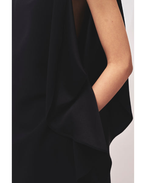 LEVI - BACK SATIN ASYMMETRY DRAPED BLOUSE