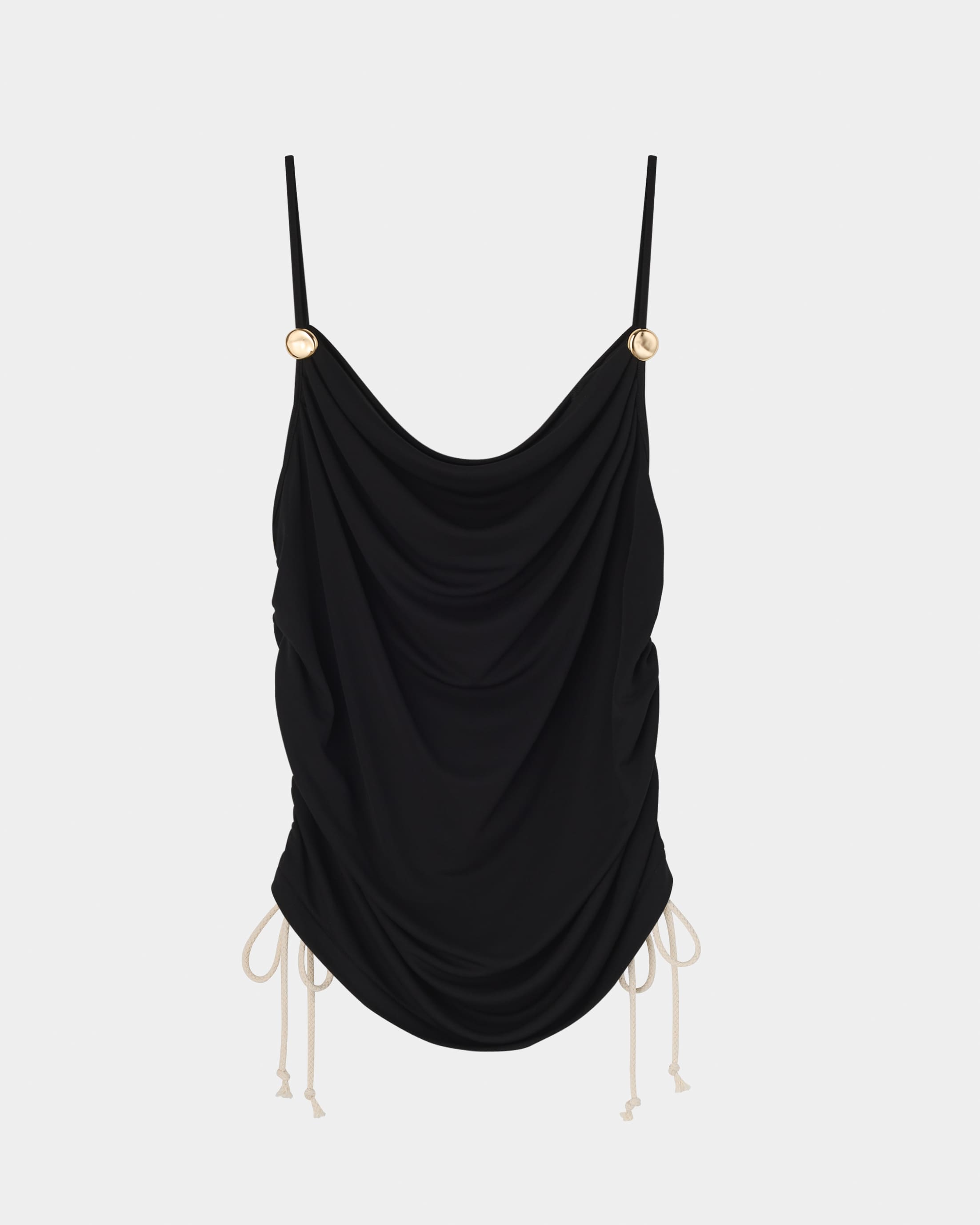 【PRE ORDER】PERINE - DRAPED COWL TOP WITH METALLIC BUTTON