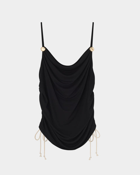 【PRE ORDER】PERINE - DRAPED COWL TOP WITH METALLIC BUTTON