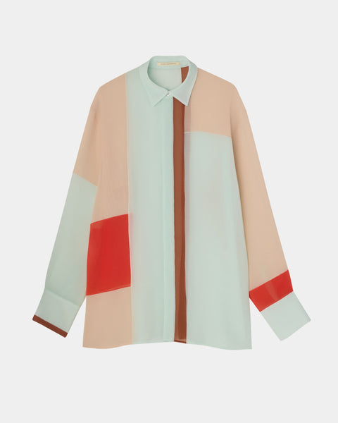 【PRE ORDER】PHOEBE - COLOUR BLOCK SHEER SHIRT