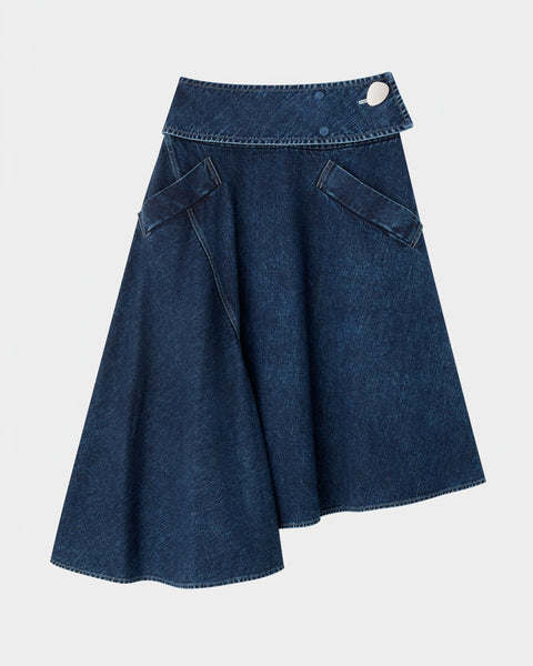 【PRE ORDER】PLUME - ASYMMETRICAL DENIM SKIRT