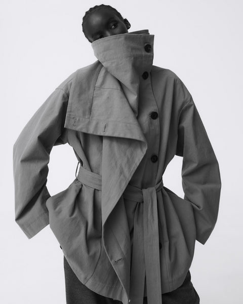 【PRE ORDER】OLETTE - DOUBLE LAYERED COTTON SHORT TRENCH COAT