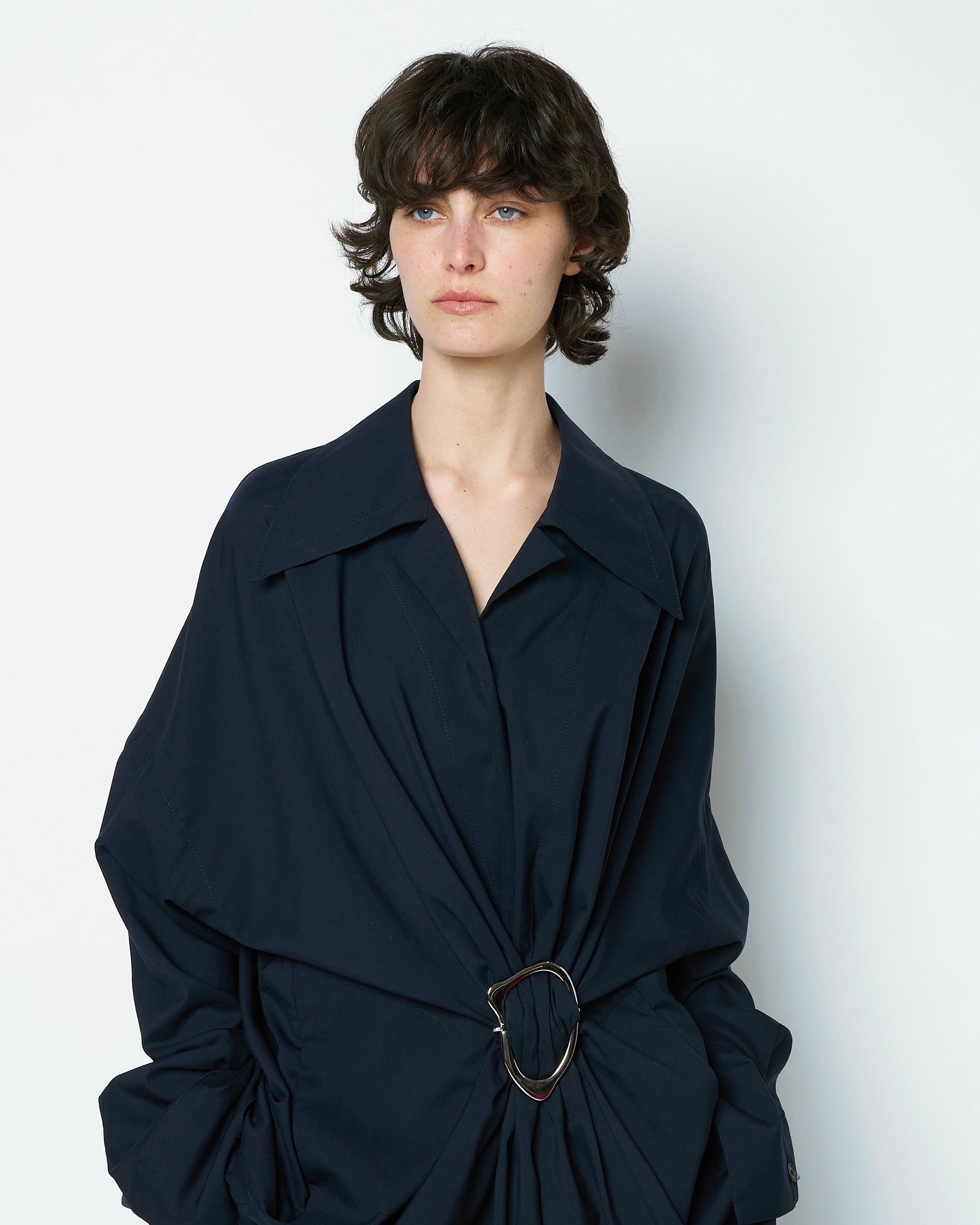 【COMING SOON】MARIALUISA - WOOL GATHERED SHIRT WITH BUCKLE