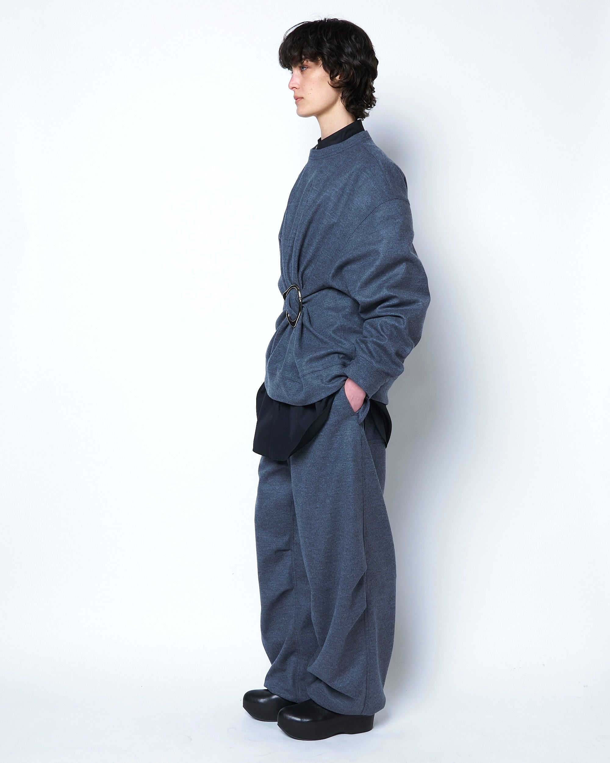 MONICA - WOOL TUCK WIDE PANTS