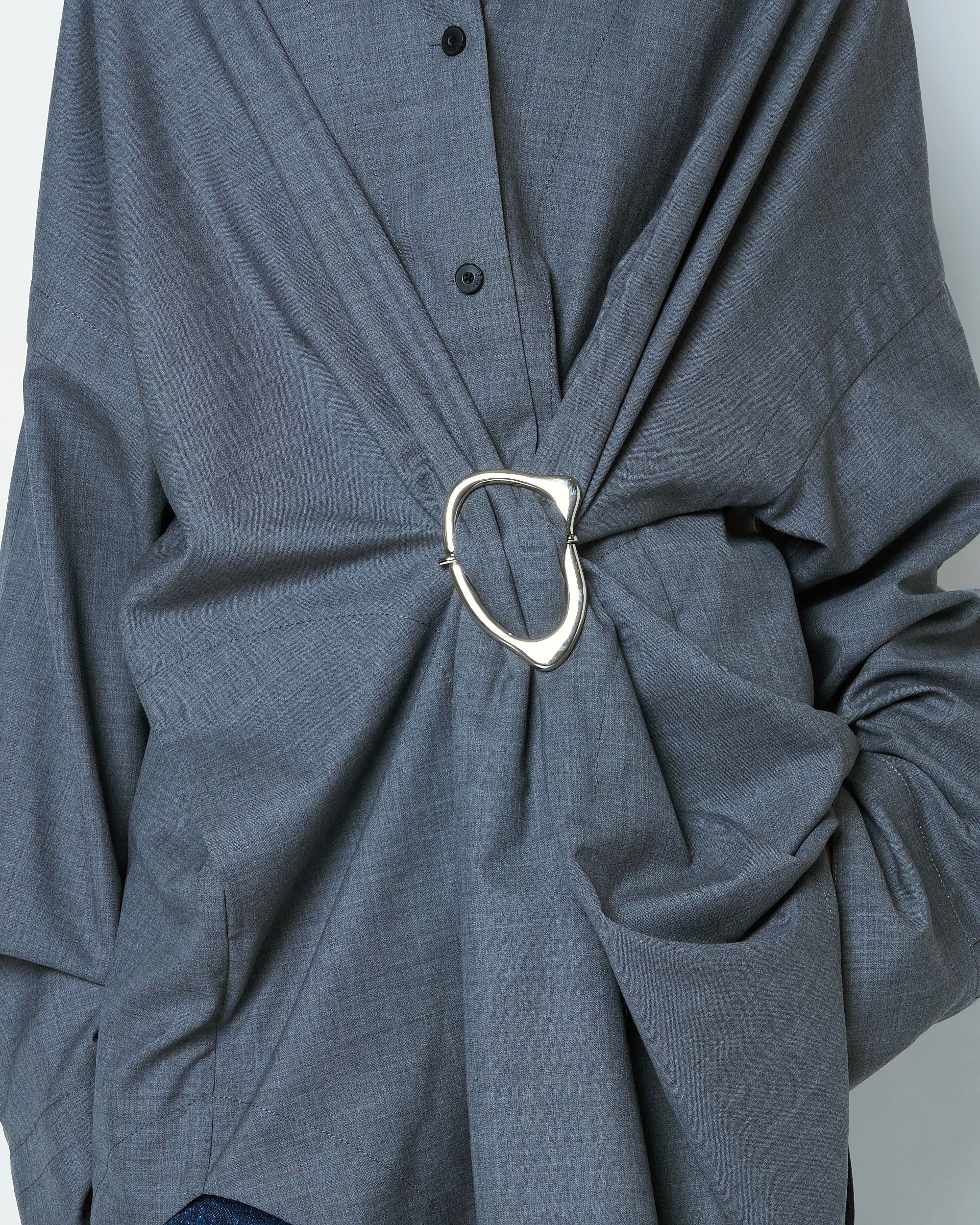 【COMING SOON】MARIALUISA - WOOL GATHERED SHIRT WITH BUCKLE