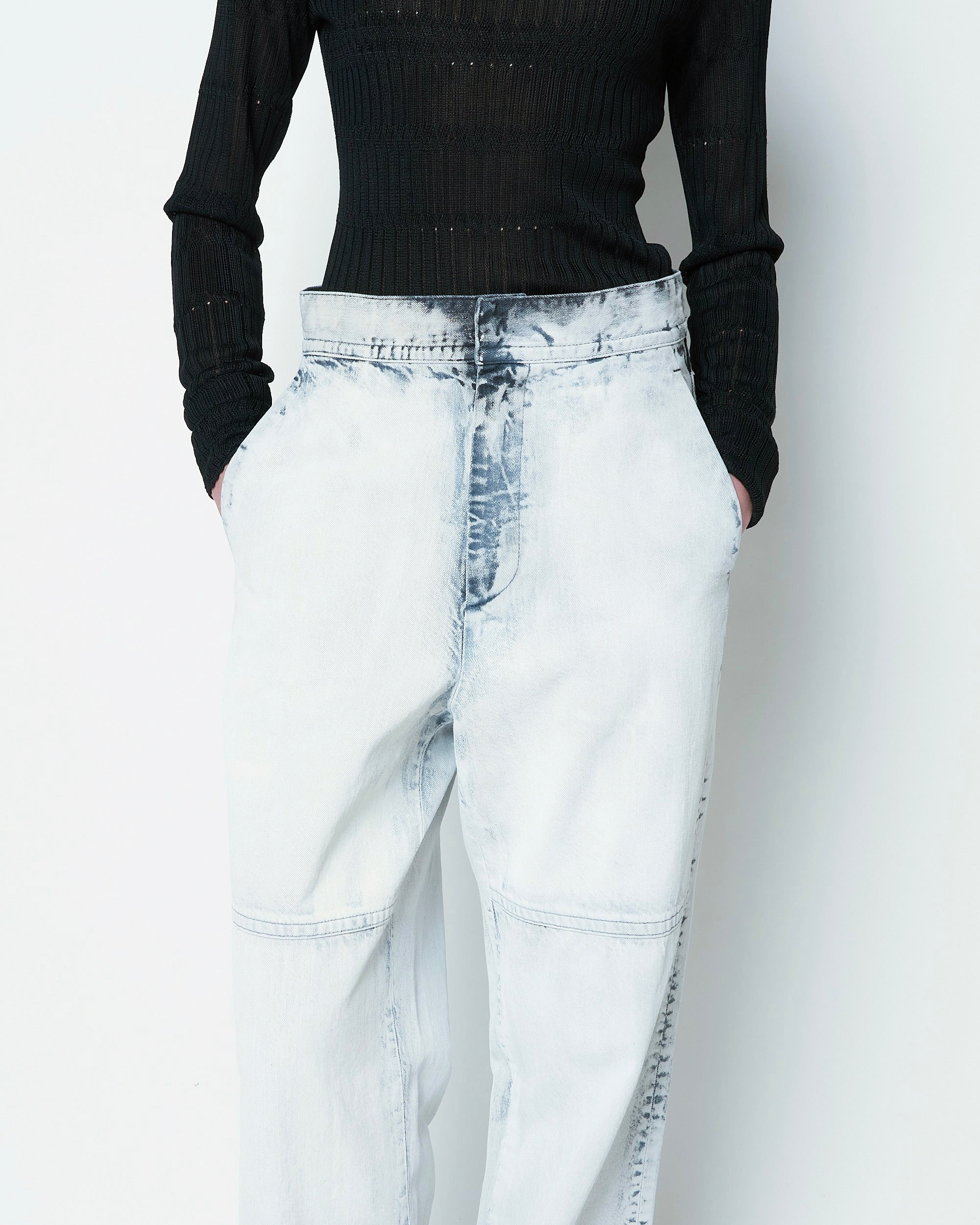 【COMING SOON】ORNELLA - BLEACHED DENIM STRAIGHT PANTS