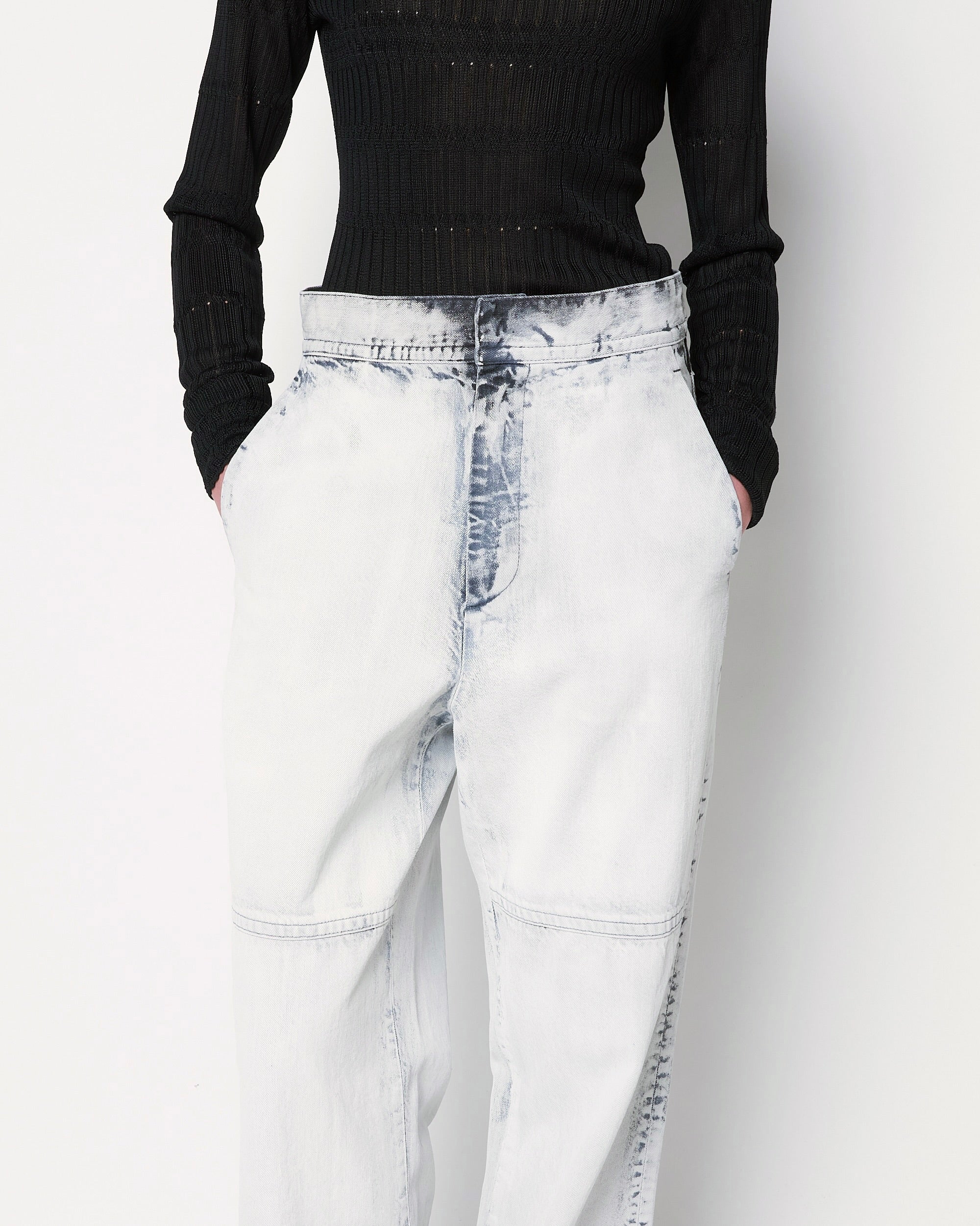 ORNELLA - BLEACHED DENIM STRAIGHT PANTS