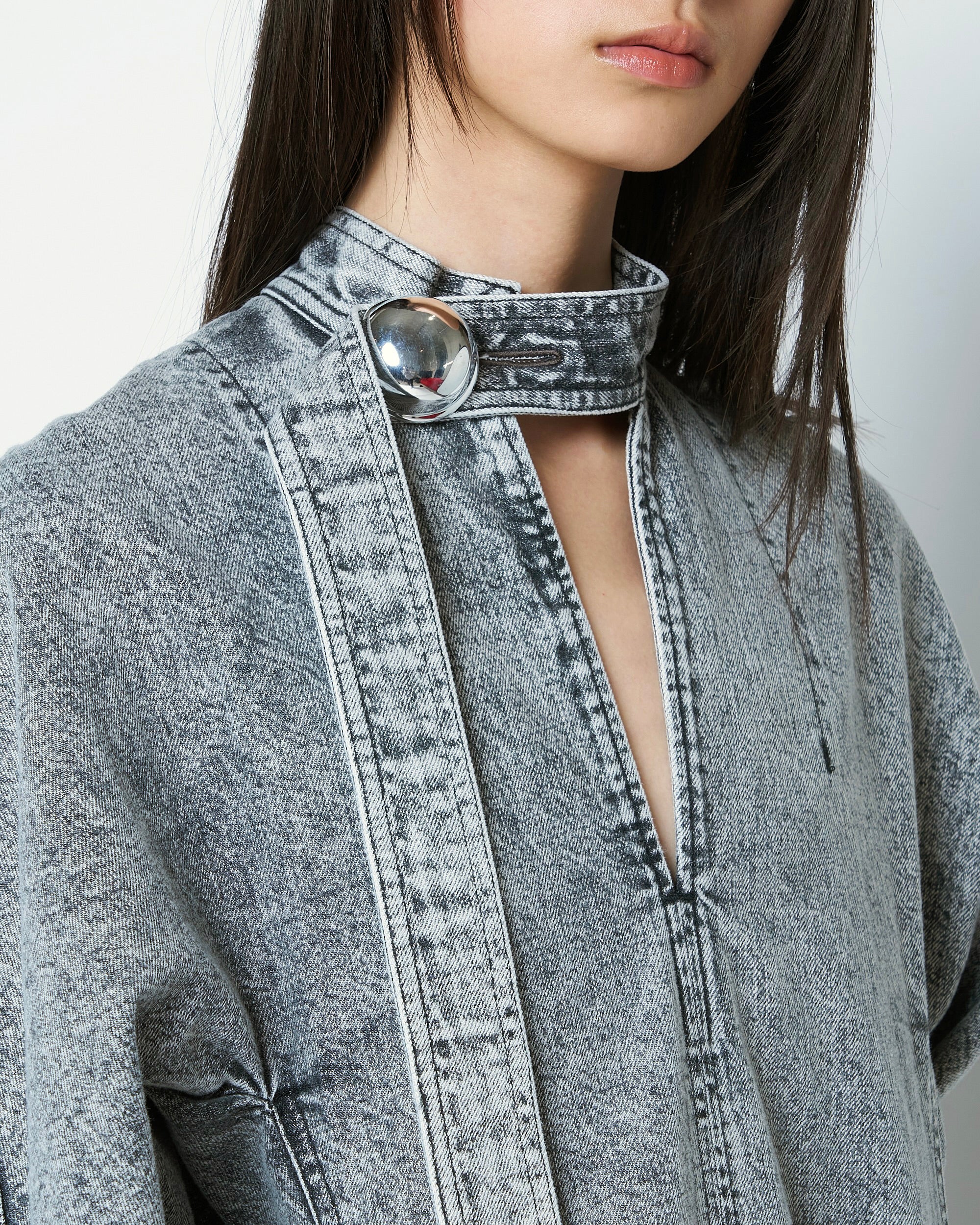 ELIANA - ROUND SHAPED VOLUME DENIM DRESS