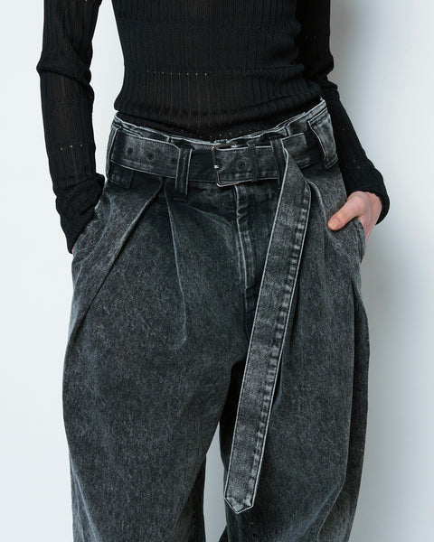 ODETTE - DENIM BELTED PANTS