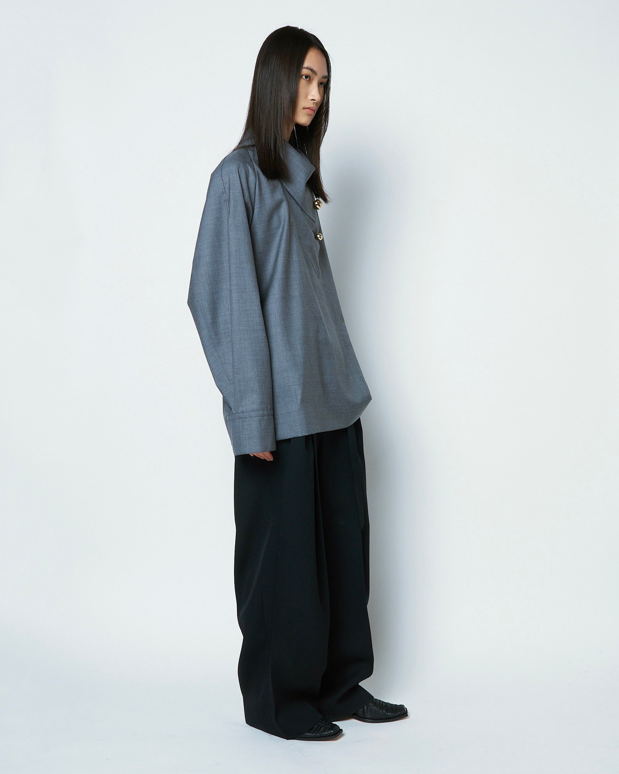 【COMING SOON】OVELIA - 2WAY WOOL BLOUSE WITH BUTTONS