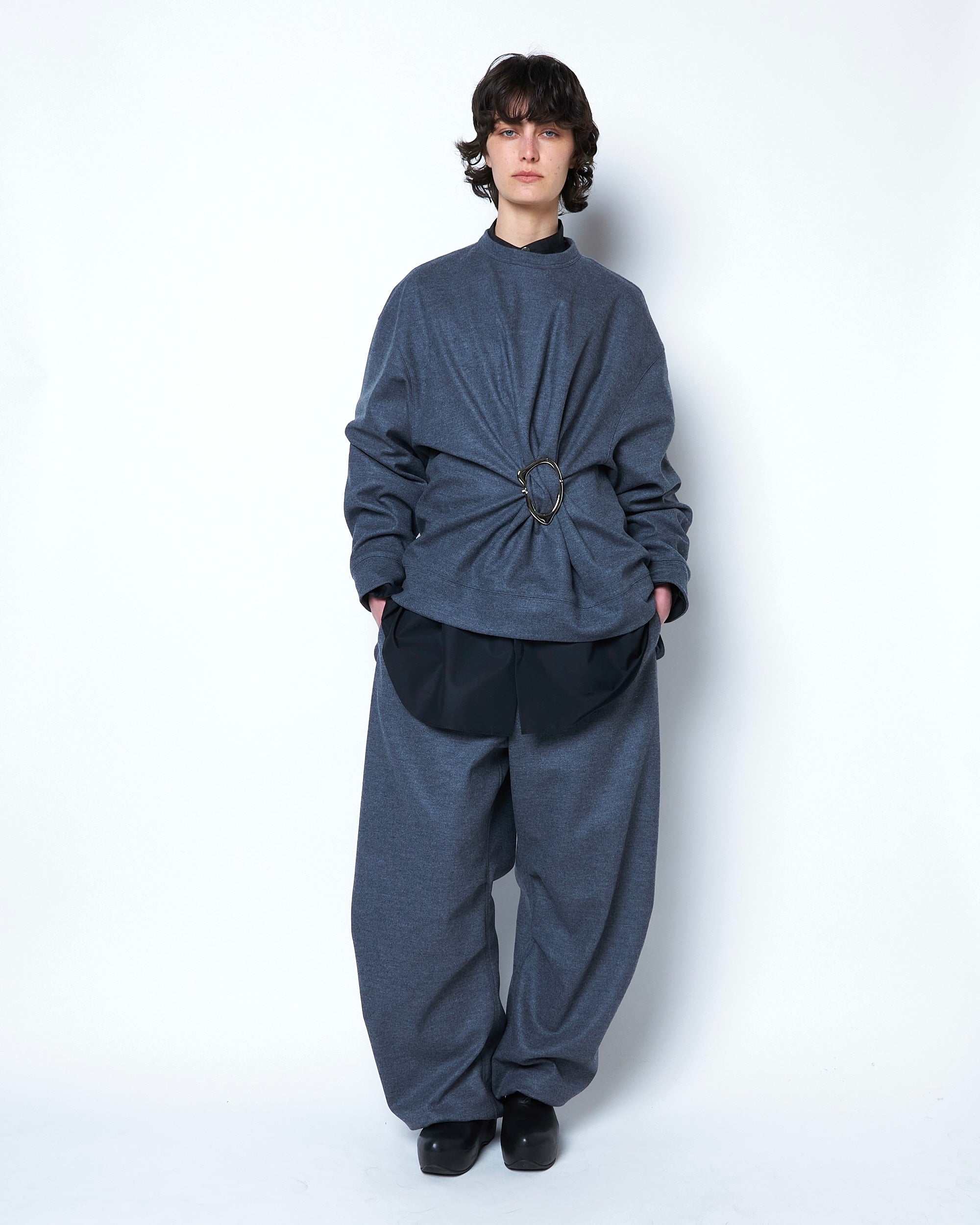 OATH - VIRGIN WOOL GATHERED SWEATER WITH BUCKLE