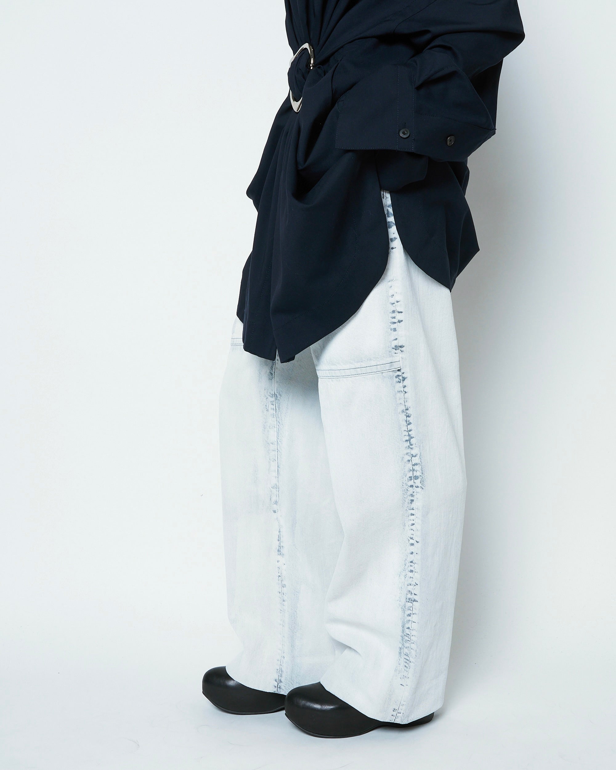 【COMING SOON】ORNELLA - BLEACHED DENIM STRAIGHT PANTS