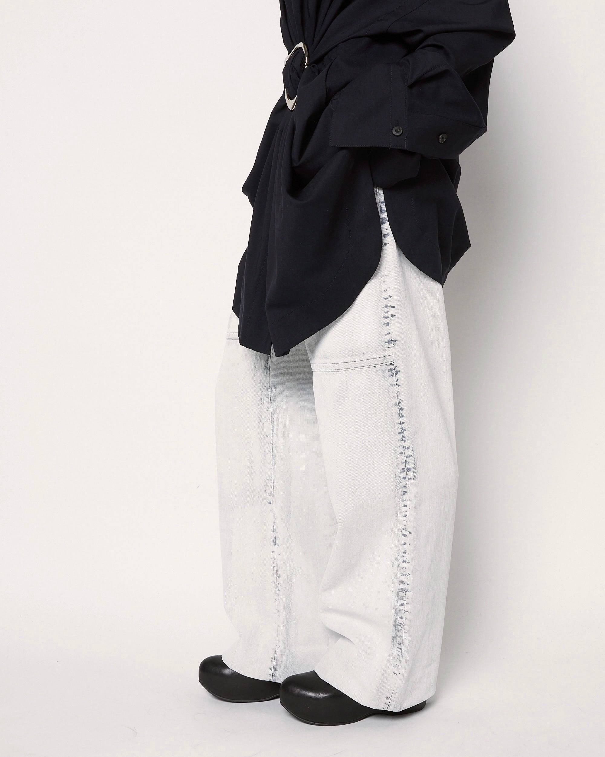 ORNELLA - BLEACHED DENIM STRAIGHT PANTS