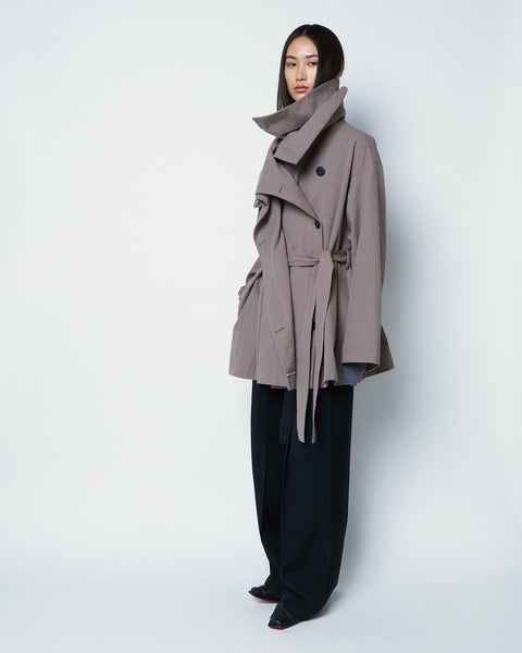 【PRE ORDER】OLETTE - DOUBLE LAYERED COTTON SHORT TRENCH COAT