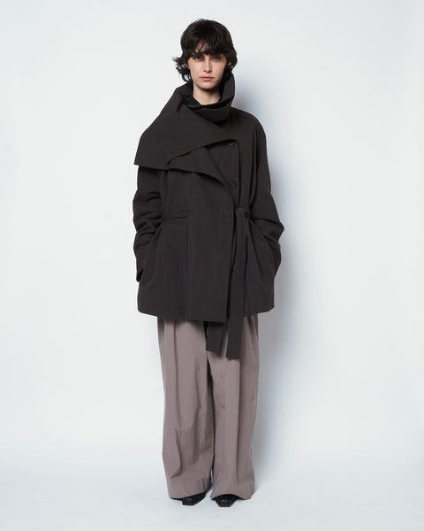 【PRE ORDER】OLETTE - DOUBLE LAYERED COTTON SHORT TRENCH COAT