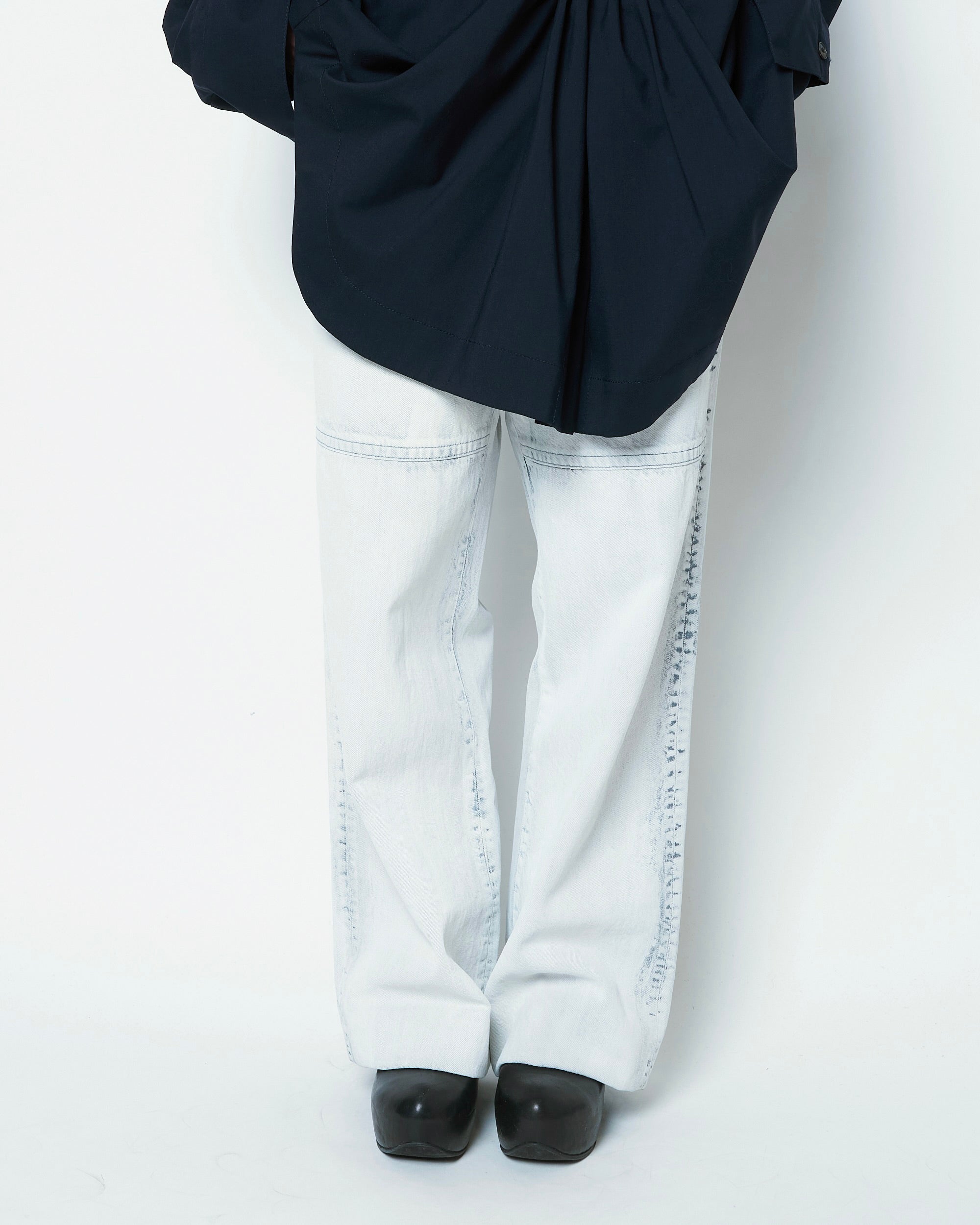 【COMING SOON】ORNELLA - BLEACHED DENIM STRAIGHT PANTS