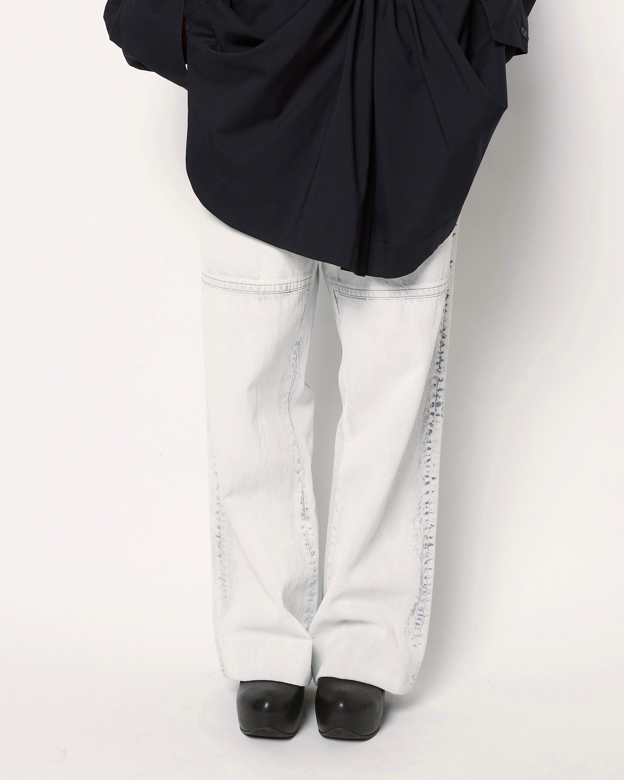 ORNELLA - BLEACHED DENIM STRAIGHT PANTS