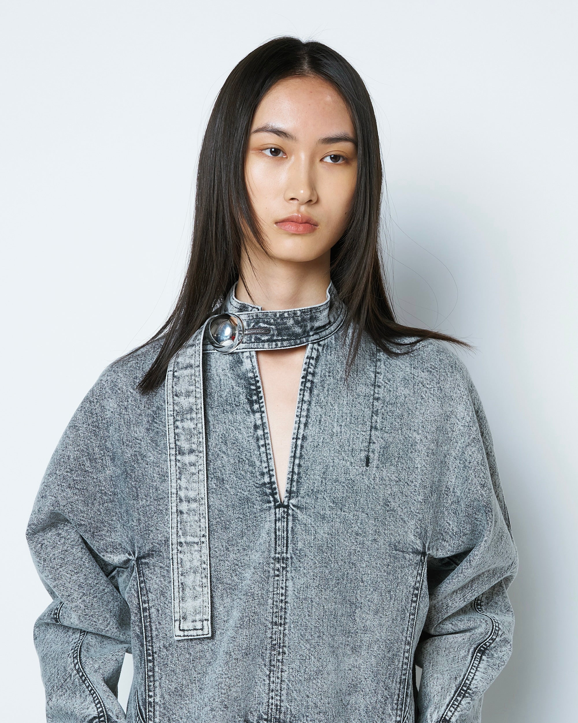 ELIANA - ROUND SHAPED VOLUME DENIM DRESS