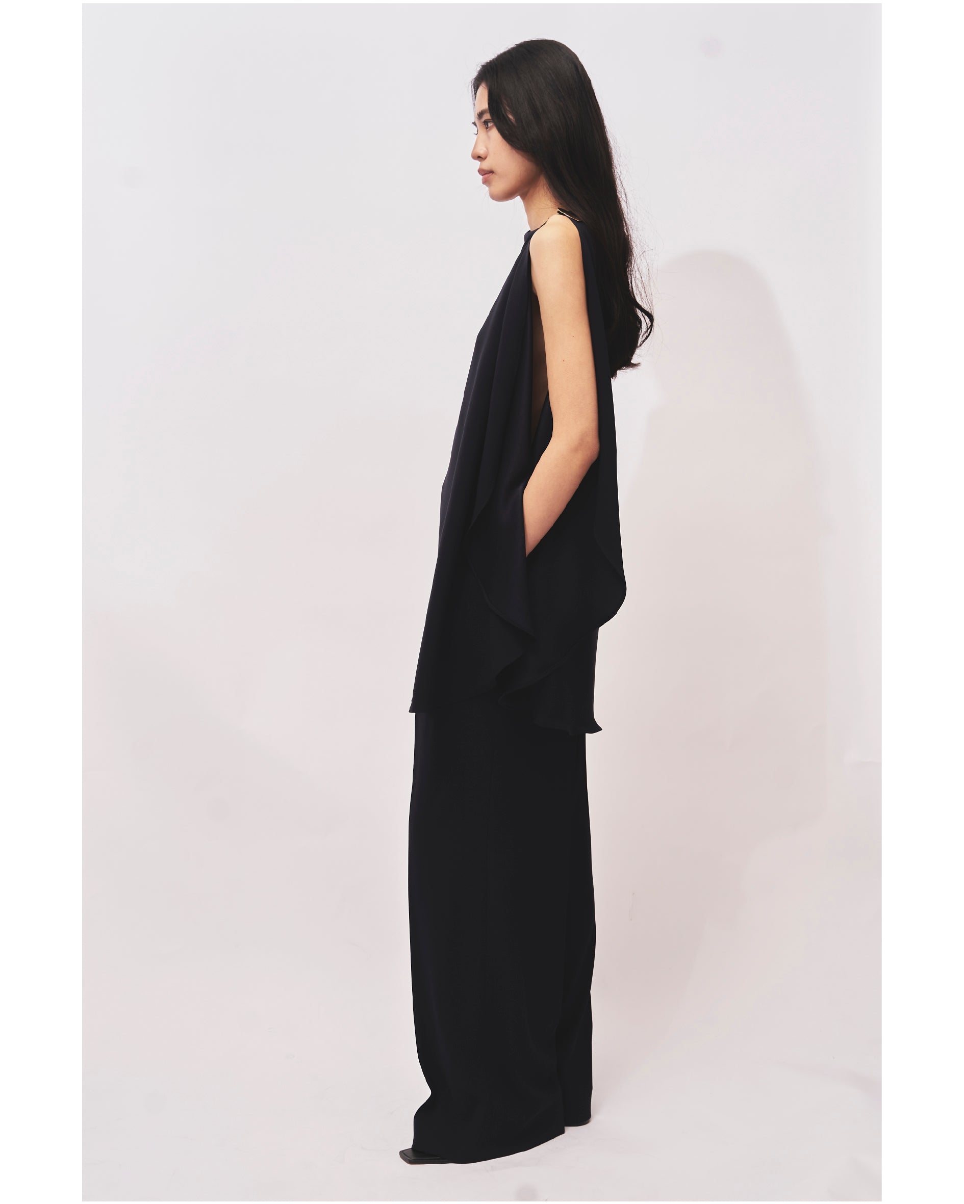 ISPARTA - WIDE SILHOUETTE SATIN TUCKED TROUSERS