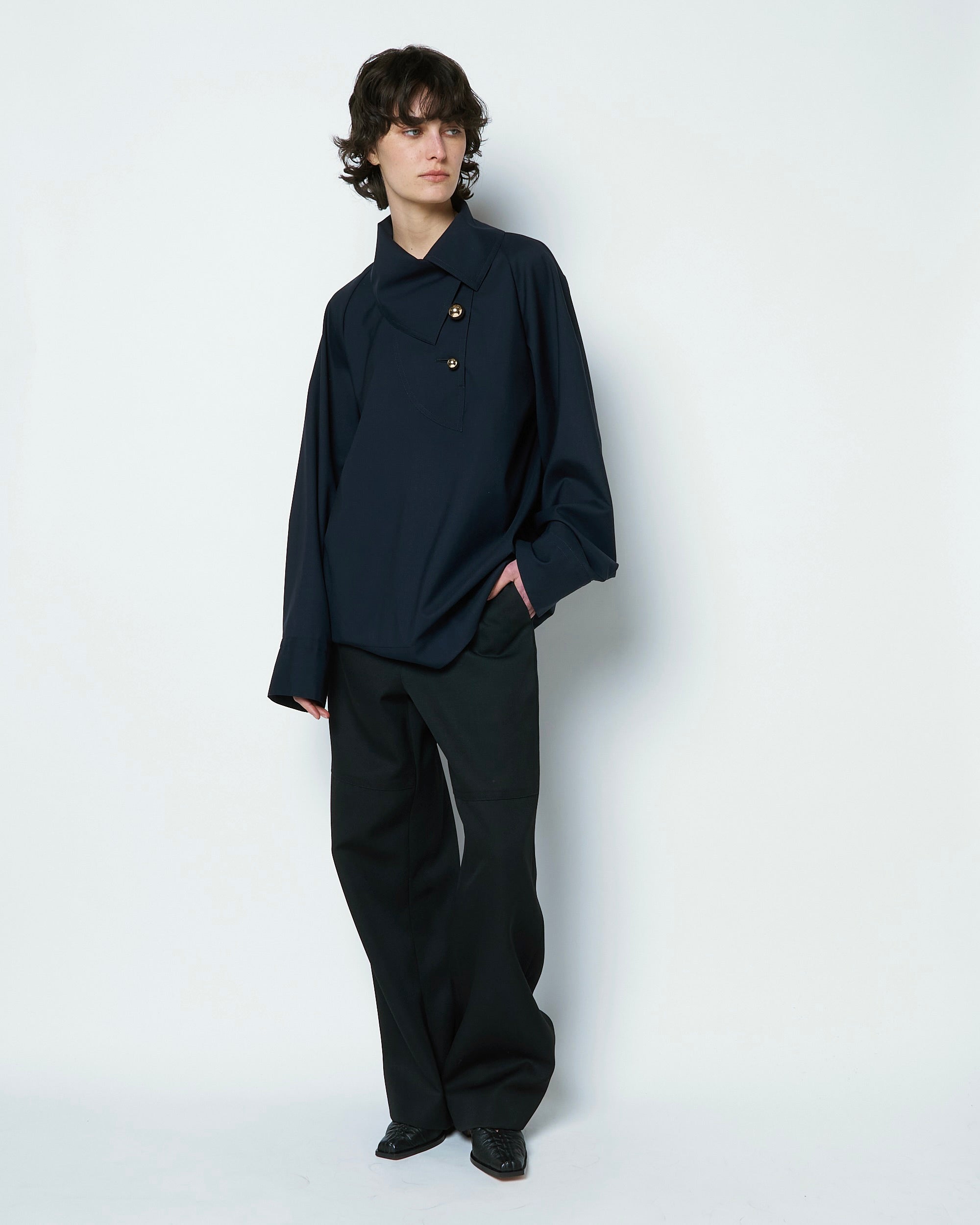【COMING SOON】OVELIA - 2WAY WOOL BLOUSE WITH BUTTONS