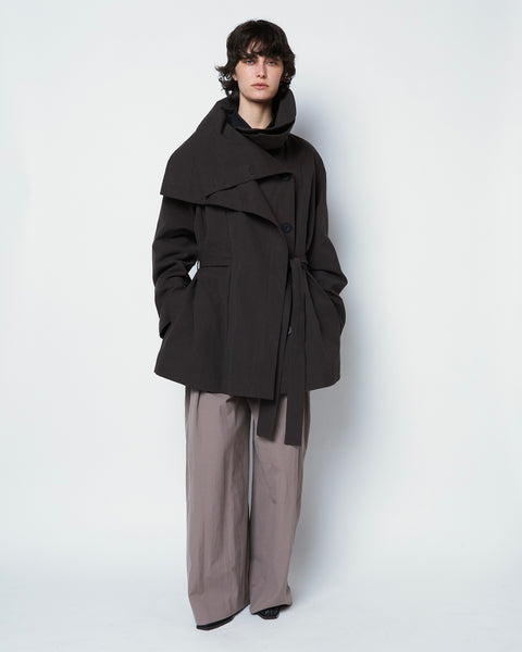 【PRE ORDER】OLETTE - DOUBLE LAYERED COTTON SHORT TRENCH COAT
