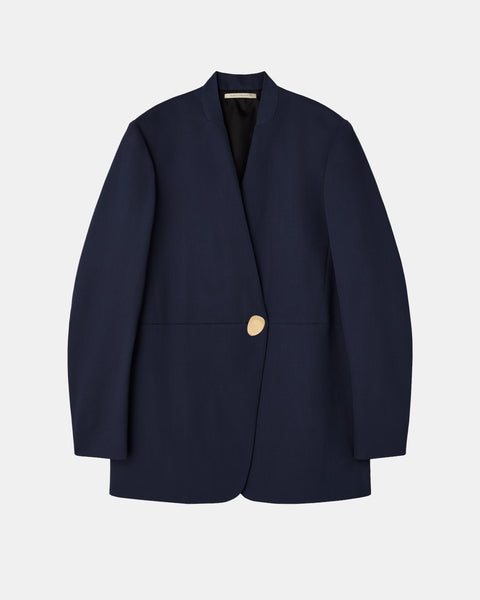HARU - COLLARLESS SUMMER WOOL TAILORED BLAZER