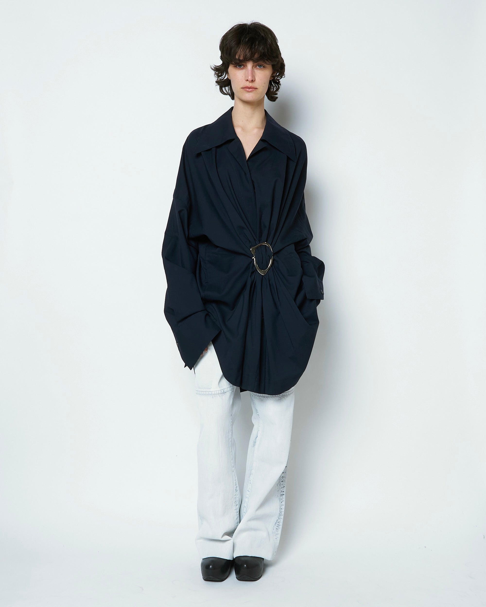 【COMING SOON】MARIALUISA - WOOL GATHERED SHIRT WITH BUCKLE
