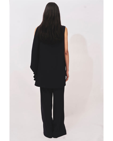 LEVI - BACK SATIN ASYMMETRY DRAPED BLOUSE