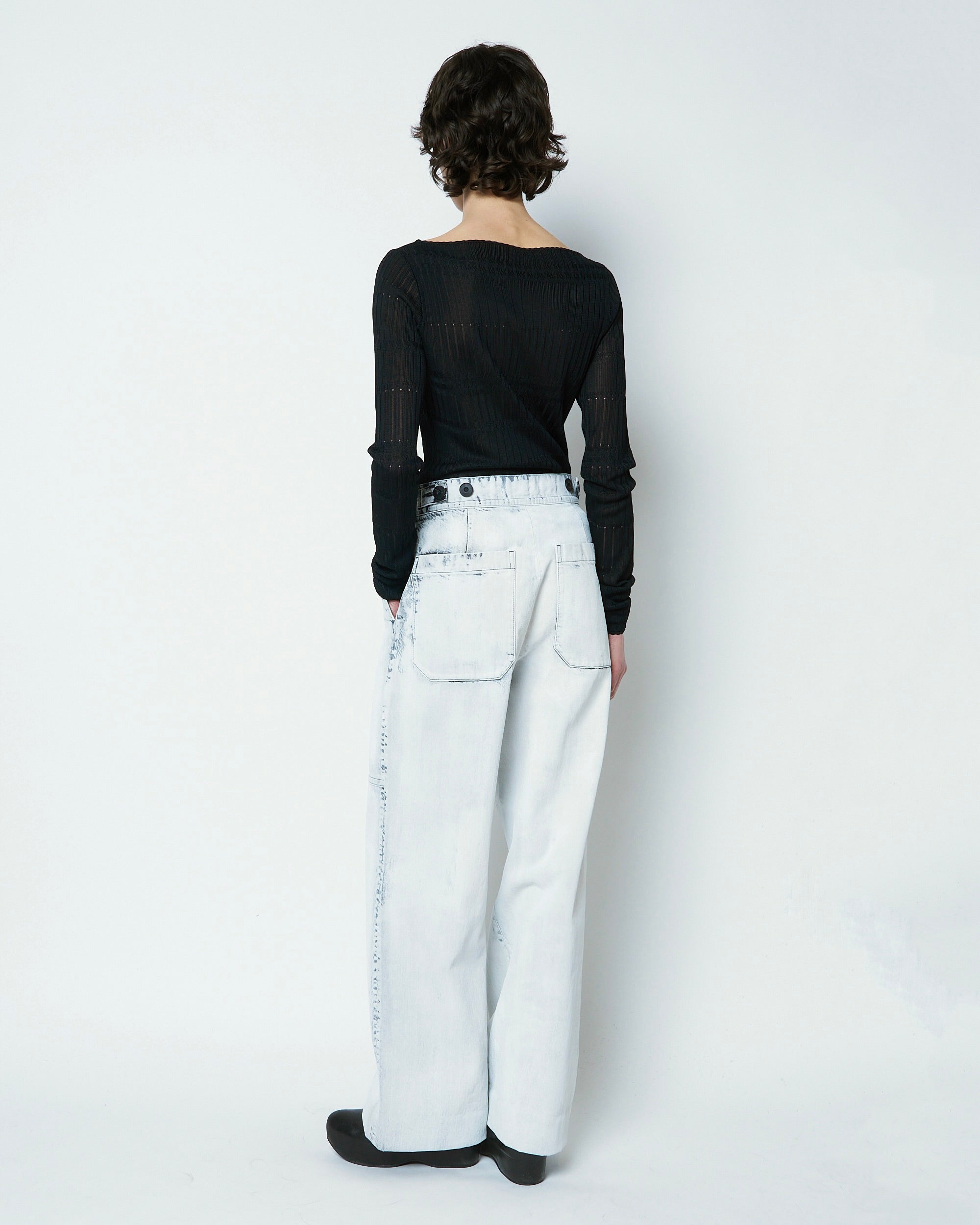 【COMING SOON】ORNELLA - BLEACHED DENIM STRAIGHT PANTS