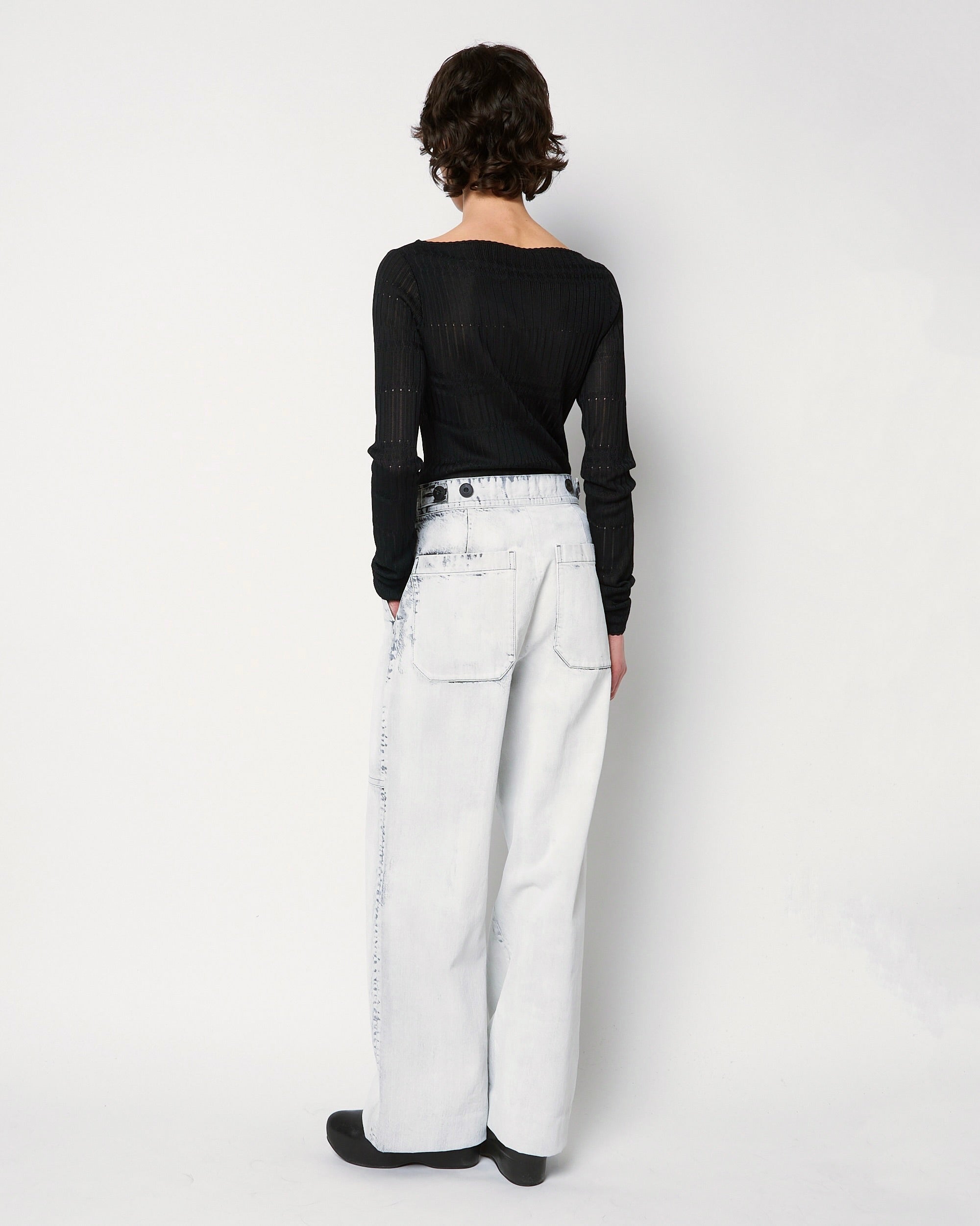 ORNELLA - BLEACHED DENIM STRAIGHT PANTS