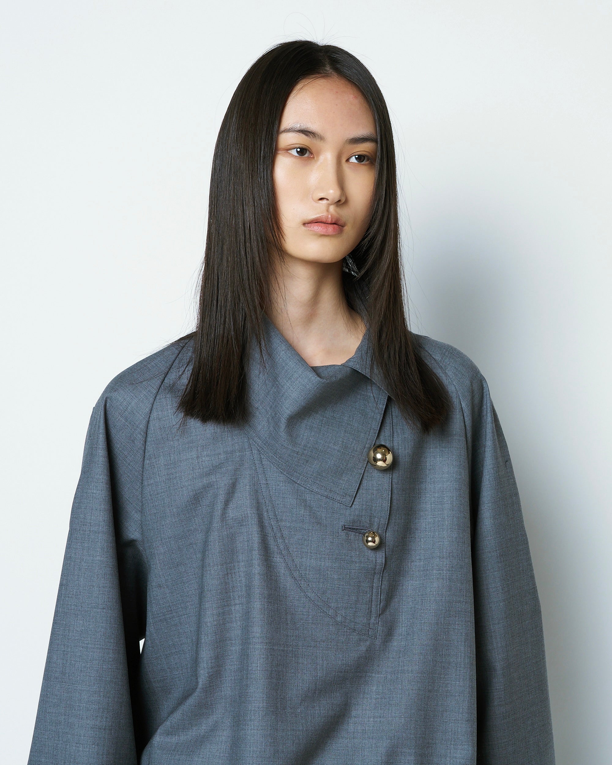 【COMING SOON】OVELIA - 2WAY WOOL BLOUSE WITH BUTTONS