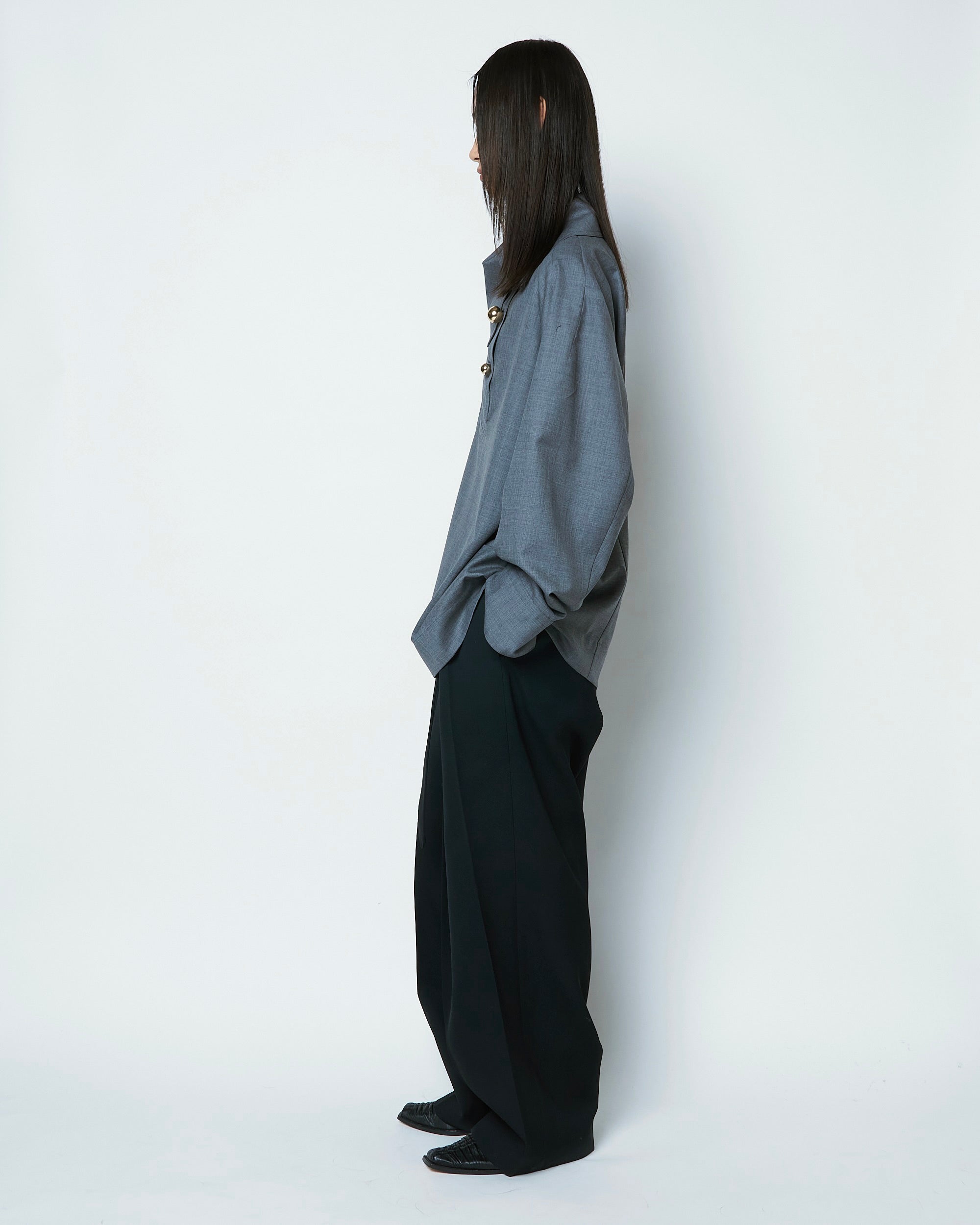 【COMING SOON】OVELIA - 2WAY WOOL BLOUSE WITH BUTTONS
