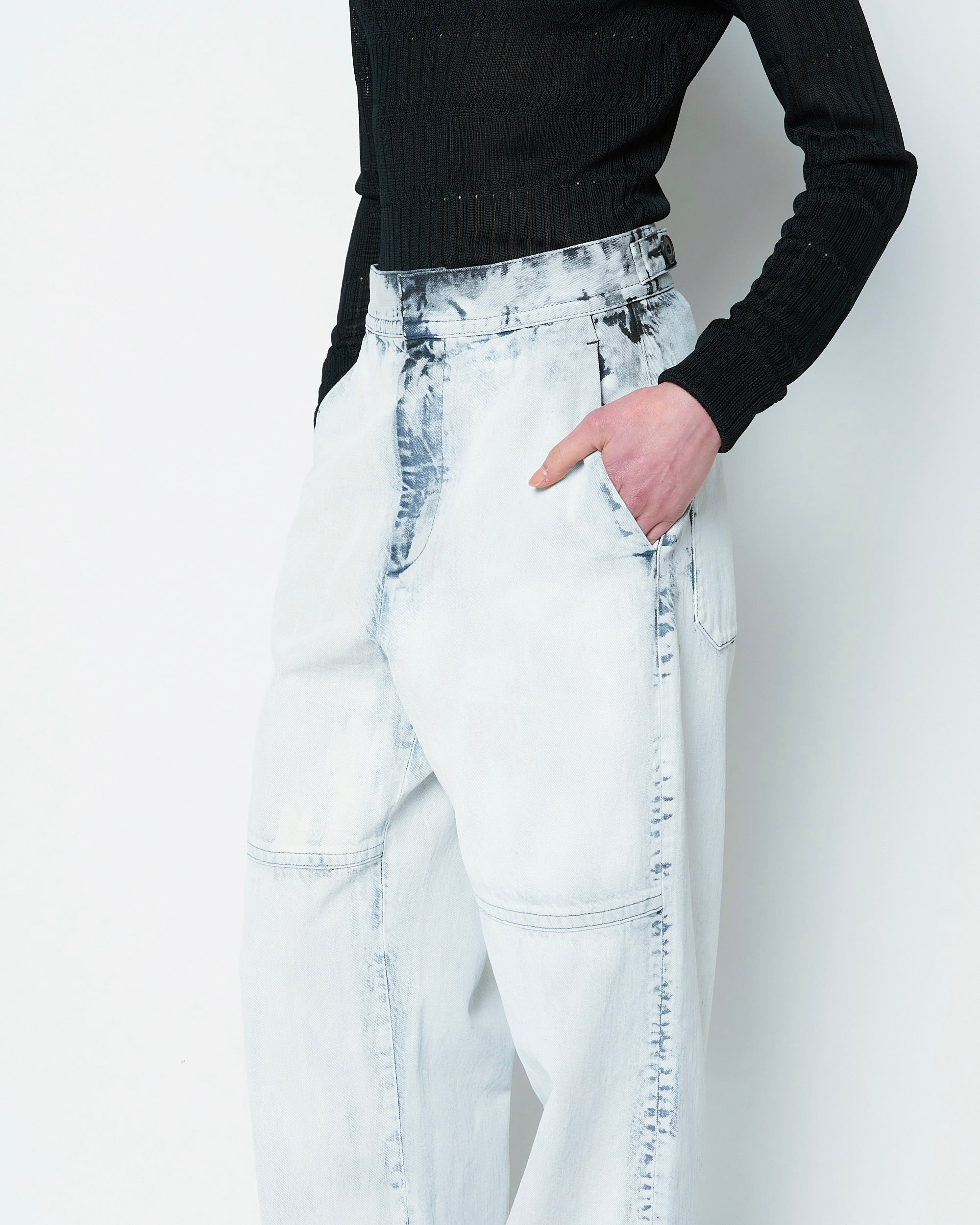 【COMING SOON】ORNELLA - BLEACHED DENIM STRAIGHT PANTS