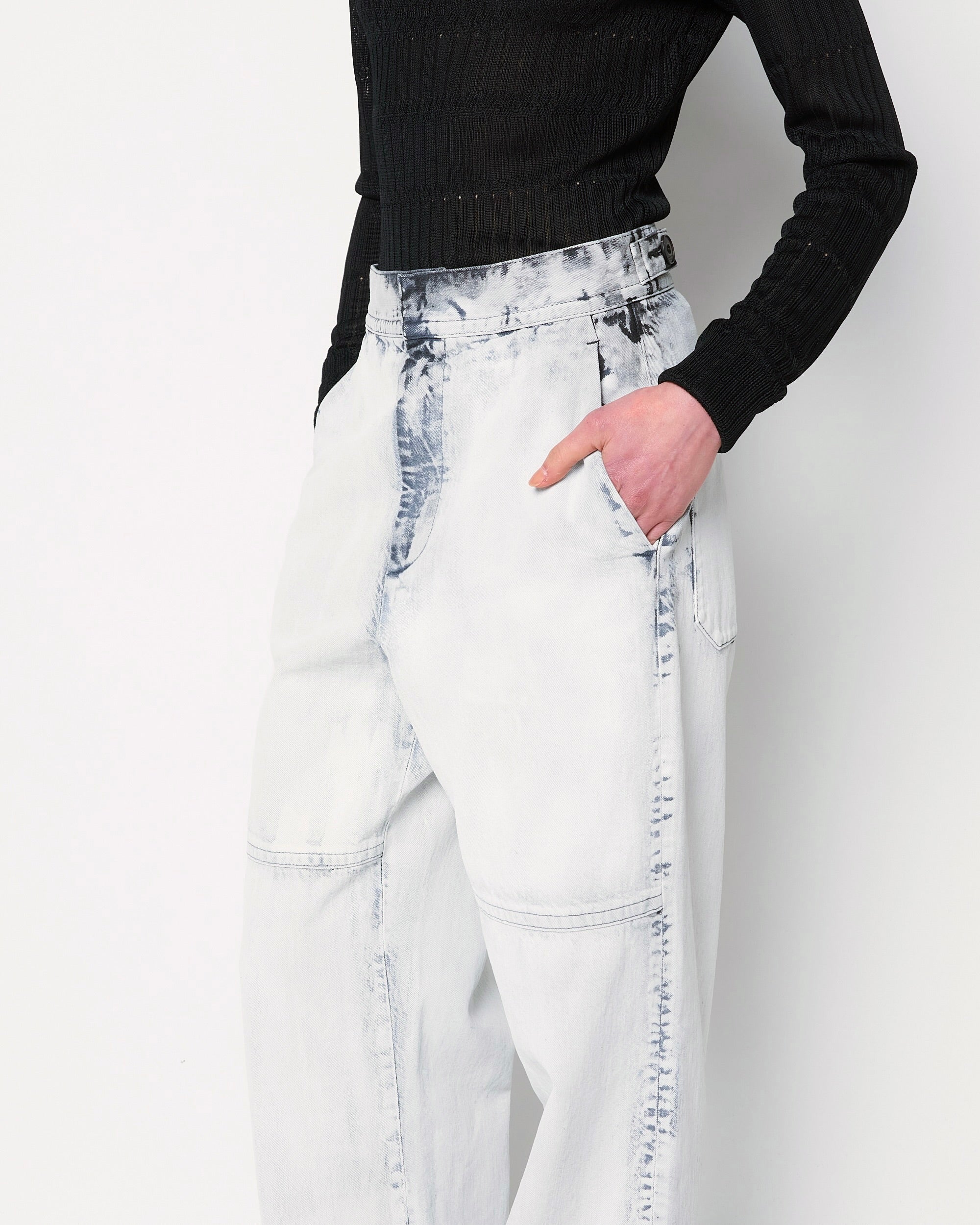 ORNELLA - BLEACHED DENIM STRAIGHT PANTS