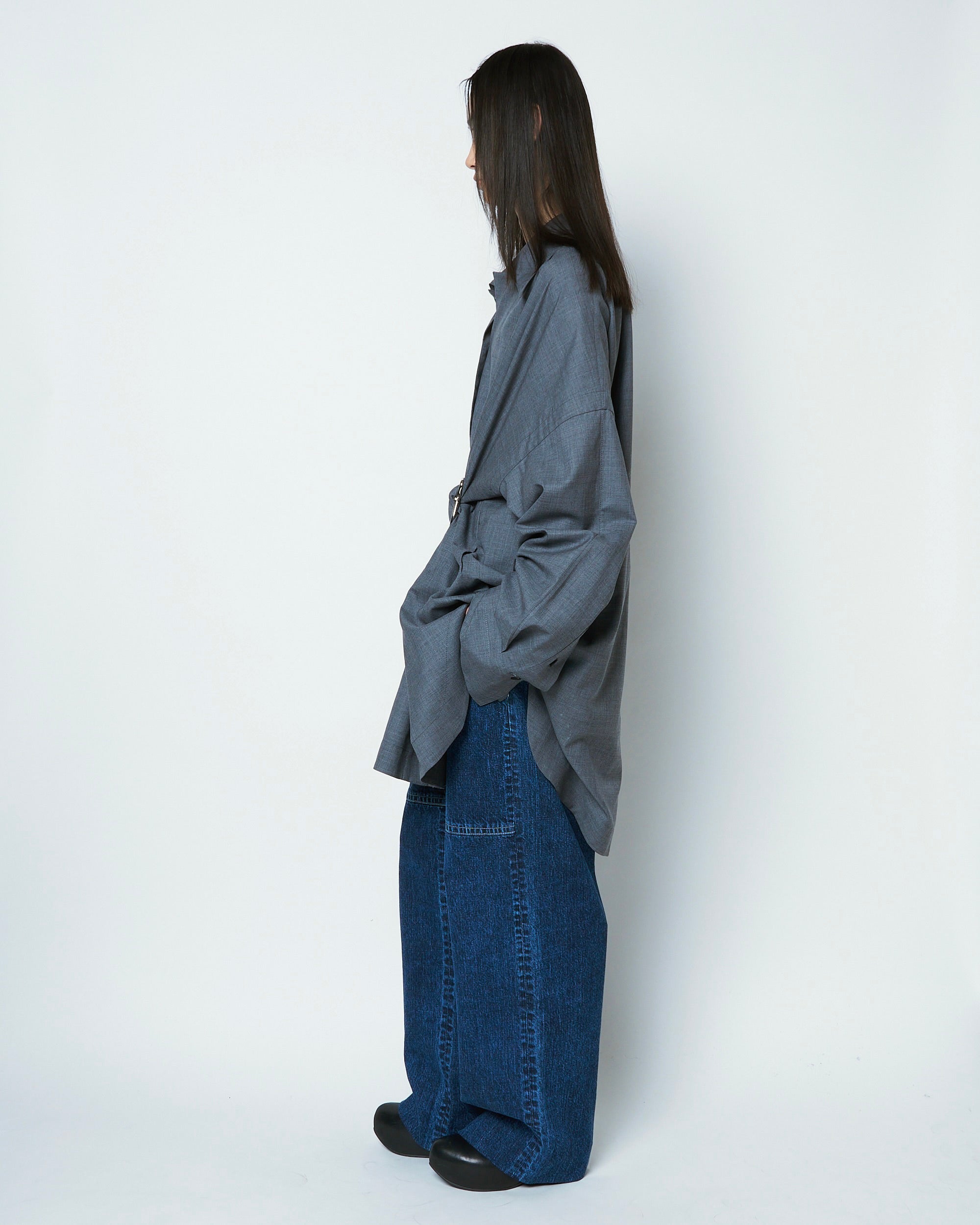 【COMING SOON】MARIALUISA - WOOL GATHERED SHIRT WITH BUCKLE