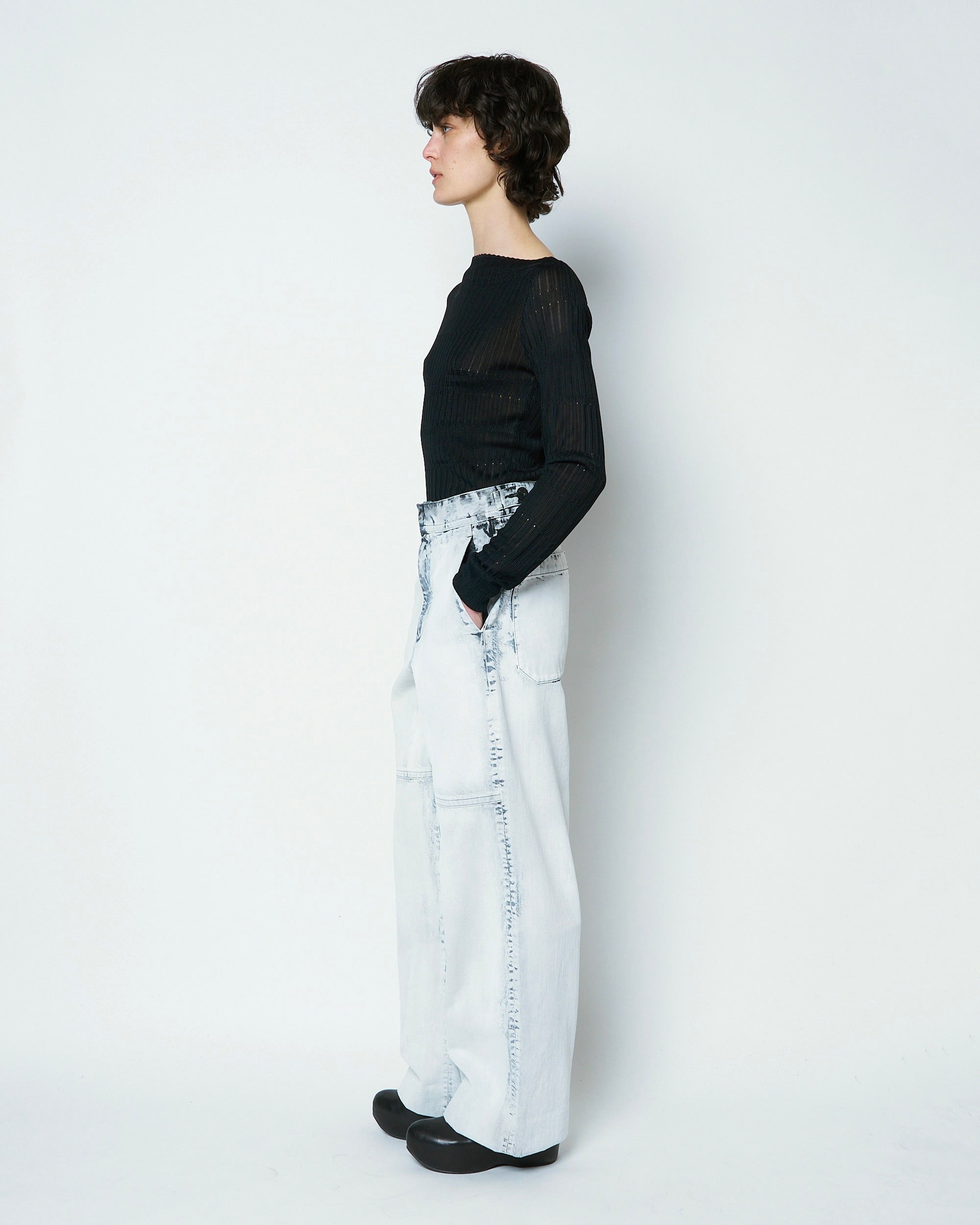 【COMING SOON】ORNELLA - BLEACHED DENIM STRAIGHT PANTS